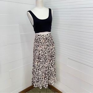 Adorn Polka-Dot Pleated Midi Skirt NWT